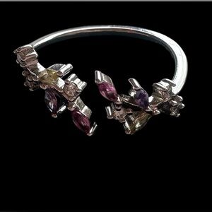 Silver Ring with Colorful leaves